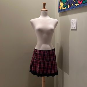 Hot Topic M red plaid school girl mini skirt